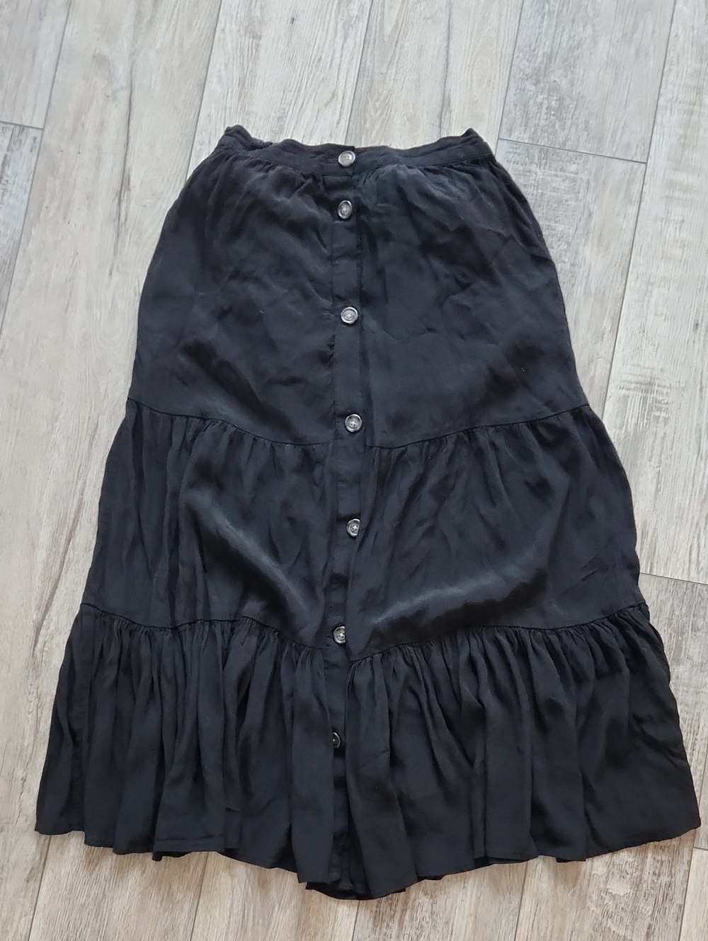 French Connection Black Tiered Button-Front Maxi Skirt